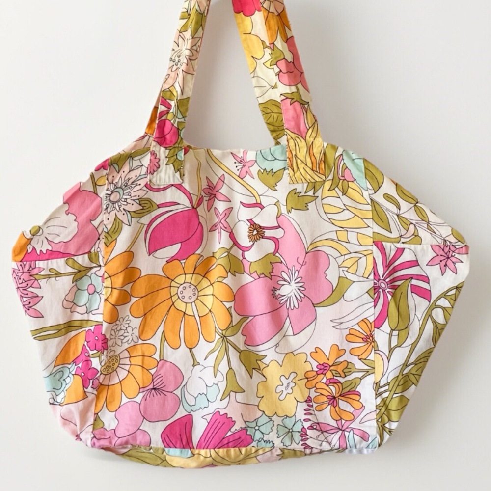 Liberty of London for Target Happy Colorful Retro Floral Zip Tote Bag Rare - Picture 5 of 16
